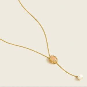 NWT JCREW Gold-plated stone and freshwater pearl drop necklace